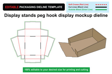 Customizable peg hook display mockup design for effective merchandising, display mockup, dieline template, customizable box, packaging design, customizable mockup, box layout, Die line mockup
