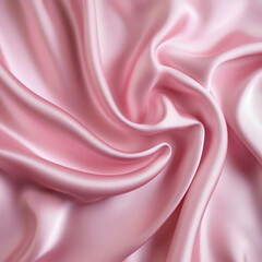 Fototapeta premium Close-up of soft, luxurious pink satin fabric with smooth folds and shiny texture, representing elegance, luxury, and refinement, ideal for fashion and interior design