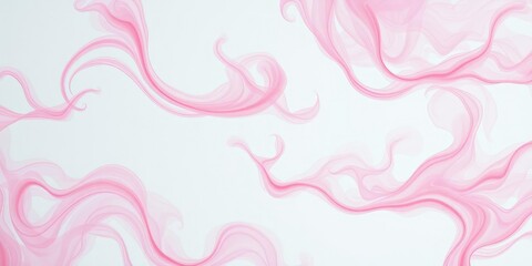 Fototapeta premium Soft pink swirls dance across a pristine white canvas in an ethereal display of abstract beauty, delicate patterns, pastel colors