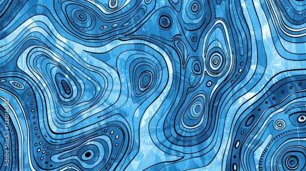 Aufkleber abstract blue pattern with swirling lines and curves, creating a fluid and dynamic background