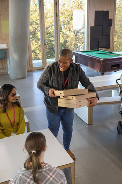 Disabled people enjoying pizza
