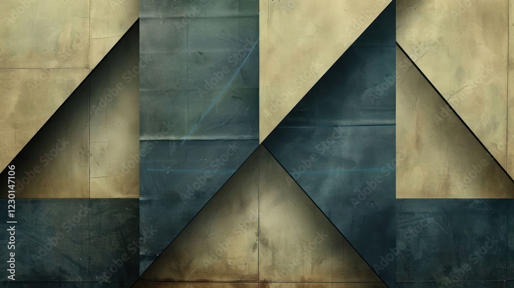 Poster abstract geometric patterns with layered textures and muted colors creating a modern aesthetic