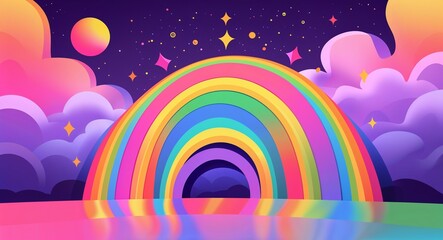 Radiant rainbow arcs of joy background illustration design concept