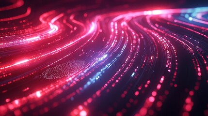 A dynamic composition of a futuristic fingerprint scanner with glowing lines connecting to a digital network.