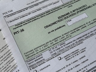 Pity, dokumenty, formularze podatkowe. Księgowość, rozliczenia podatkowe, dochody PIT-36.