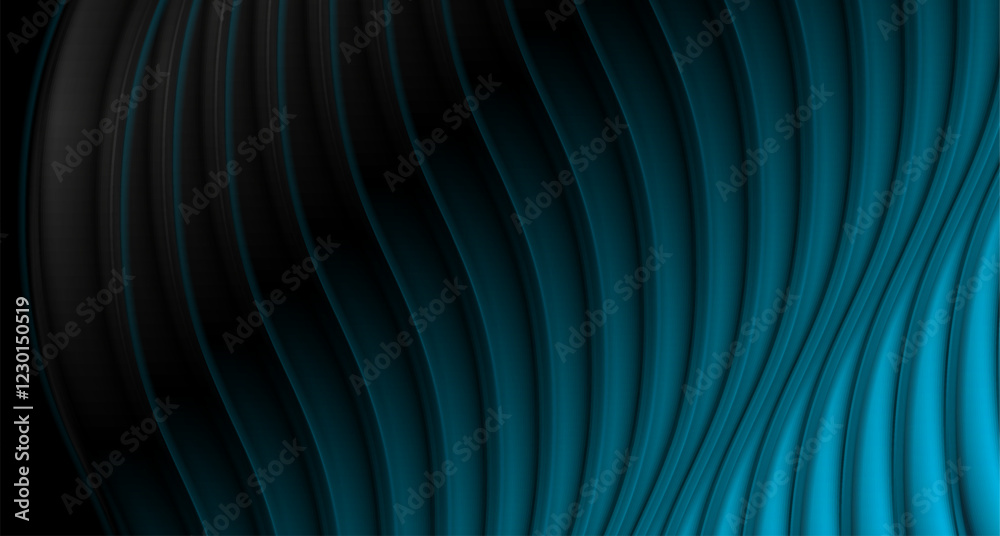 Poster dark blue liquid glossy waves abstract elegant background. vector design