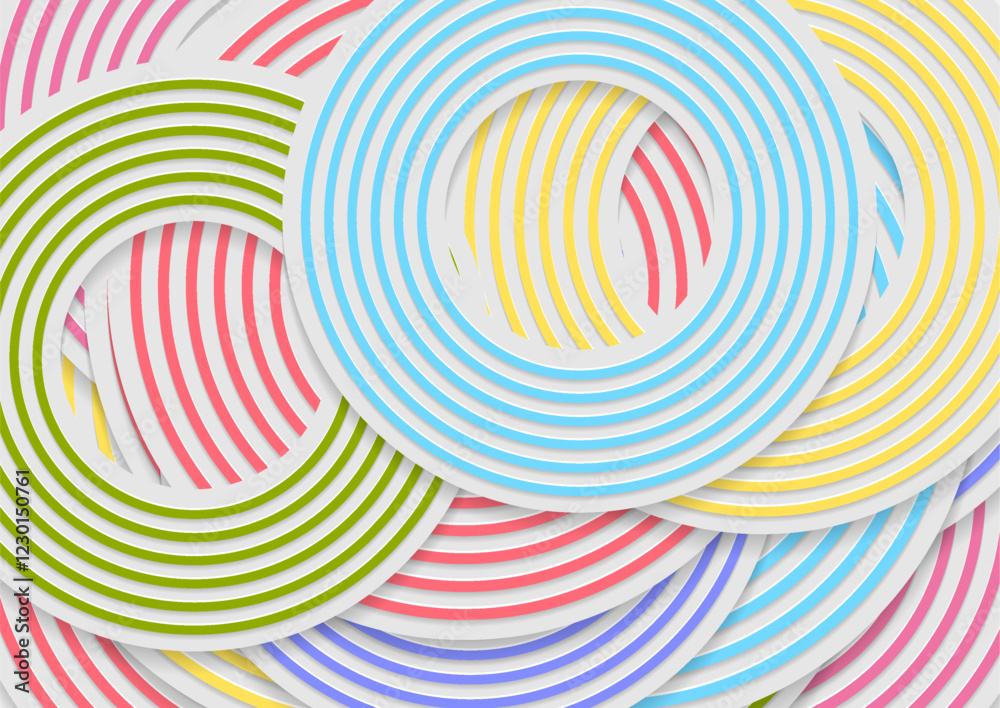 Poster colorful paper circles concept abstract geometric background. vector modern design