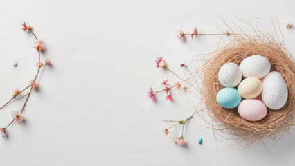 easter eggs with flowers on a white background