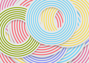 Colorful paper circles concept abstract geometric background. Vector modern design