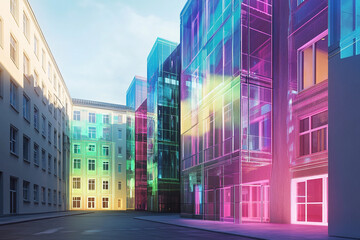 Fototapeta premium Modern architectural design blends nature and technology in a vibrant urban landscape