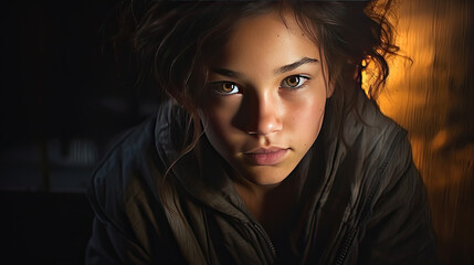 Portrait of a girl with dark background