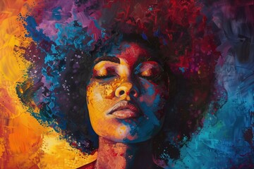 Obraz premium Afrocentric Fire and Ice Abstract Portrait .