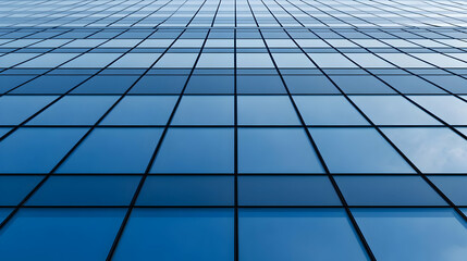 Fototapeta premium City skyscraper glass facade, blue sky, urban background, architecture design