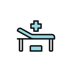 Obraz premium Examining table icon with modern lines and shapes, ideal for use in digital and web health design.