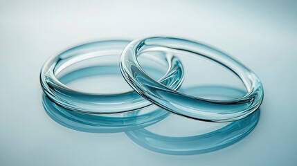 Fototapeta premium Two Intertwined Glass Rings Reflecting Light