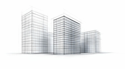 Fototapeta premium Cityscape Architectural Design Wireframe