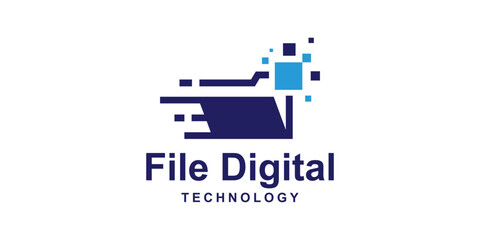 logo design document and pixel, symbol file technology modern, simple, icon, idea, creative.