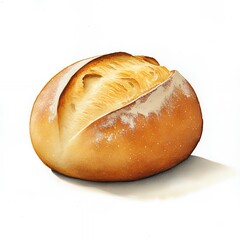 Golden Brown Crusty Bread Roll Close-up Studio Shot, Freshly Baked Artisan Bread Texture, Food Photography