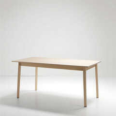 Flat Panel Table – A sleek wooden table with a smooth, unembellished surface and four straight legs, standing against a pure white background.