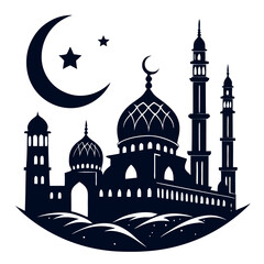 silhouette of mosque in silhouette