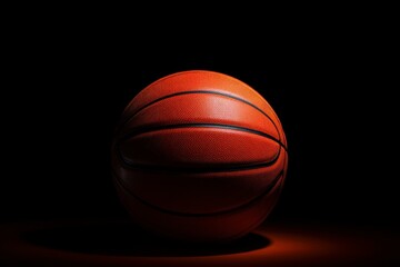 Obraz premium Orange basketball ball dramatically lit on dark background, creating a powerful image of anticipation and athleticism