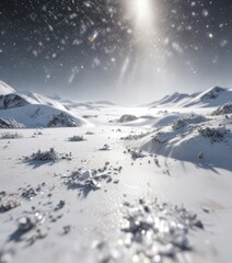 Obraz premium Sparkling silver dust scattered across a snowy white surface, sparkly effect, silver sparkle, fine glitters