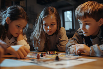 Fototapeta premium children playing a board game
