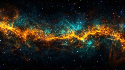 Naklejka premium A panoramic view of the Milky Wayâ€™s dense star field in the Scutum-Centaurus Arm with radiant X-ray energy patterns