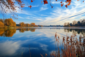 Breathtaking cosmic landscape featuring serene water and distant mountains during twilight