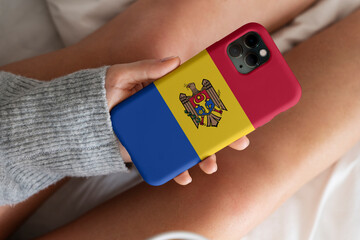 3D Rendering - A phone case with the flag of  Moldova