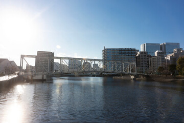品川区の湾岸にある天王洲アイル、東京の運河にある倉庫街、