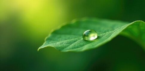 Leaf with a single droplet suspended in air stillness, serenity, nature