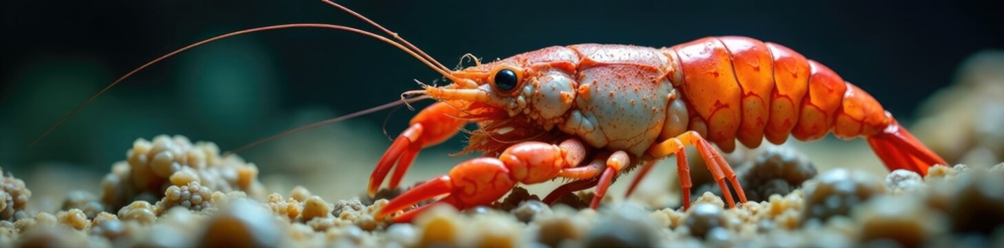Large rockpool shrimp devouring small invertebrates, decapod, invasive species