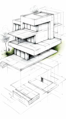 Modern house architectural sketch