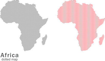 Dotted Mosaic Map of Africa, red and black dots, vector