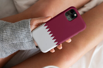 3D Rendering - A phone case with the flag of  Qatar
