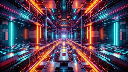 Futuristic Abstract Dark Tech Background: Vibrant Color Patterns for Modern Digital Art