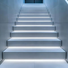 Modern illuminated stairs, interior design