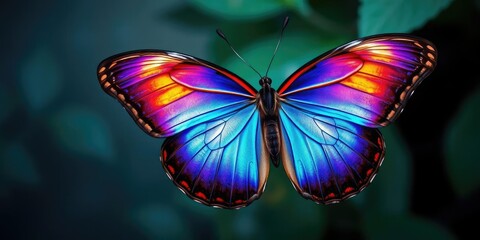 Morpho Butterfly Background with Iridescent Blues and Oranges, multicolored butterflies, morpho butterfly texture