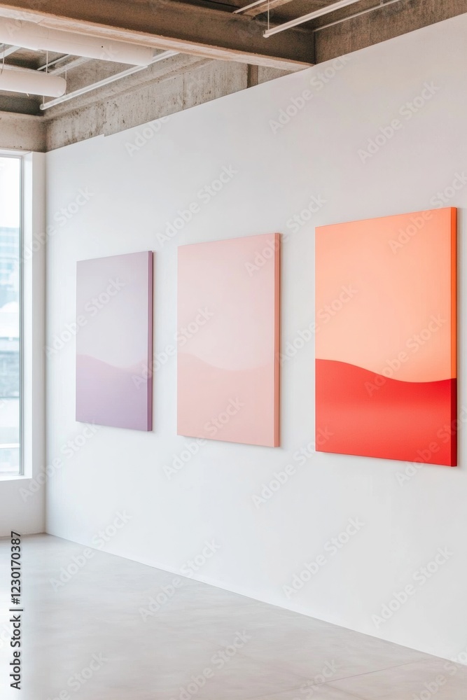 Aufkleber minimalist art gallery design vibrant canvas on textured walls - enhancing cultural spaces and engag