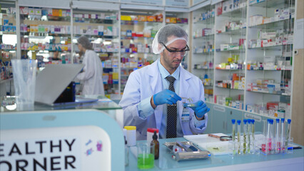 Chemical scientist doing antibiotic trials and testing in the laboratory