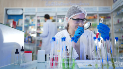 Chemical scientist doing antibiotic trials and testing in the laboratory