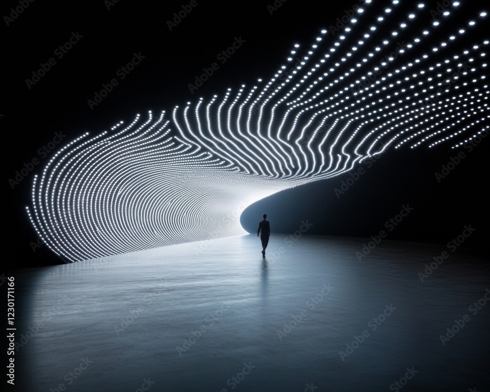 Poster digital futurism in public spaces multisensory led tunnel installation for immersive urban experienc