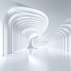 Abstract White Architectural Interior with Staircase