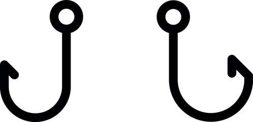 Fishhook Vector Icon Set – Fishing, Outdoor, and Angling Designs