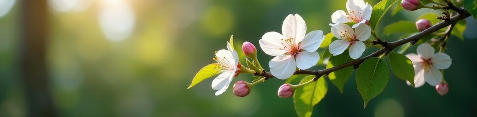 Obraz premium A delicate flower blooms on a towering tree branch, arboreal, trees, foliage