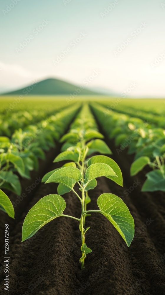 Poster sustainable agritech vision data-enhanced smart farm row crops with rich soil - future of precision 
