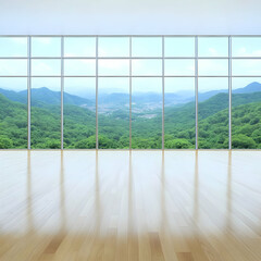 Naklejka premium Mountain view office, empty room