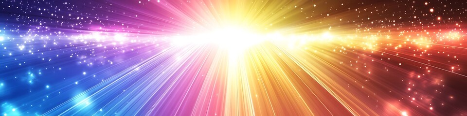 Obraz premium A bright vector design featuring radiating light rays and soft colorful glows captured in vivid lighting