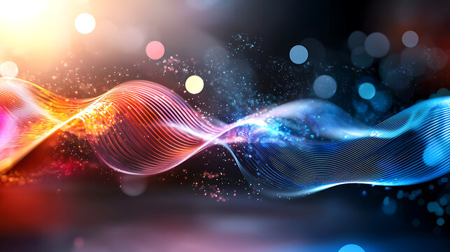 Dynamic disruption pathways illustrated through abstract neon waves digital art modern aesthetic visual composition conceptual design